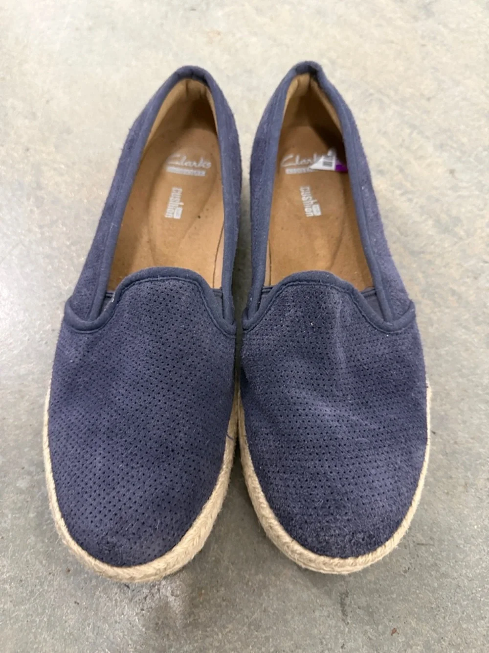 Clarks Navy Blue Perforated Slip-On Espadrilles